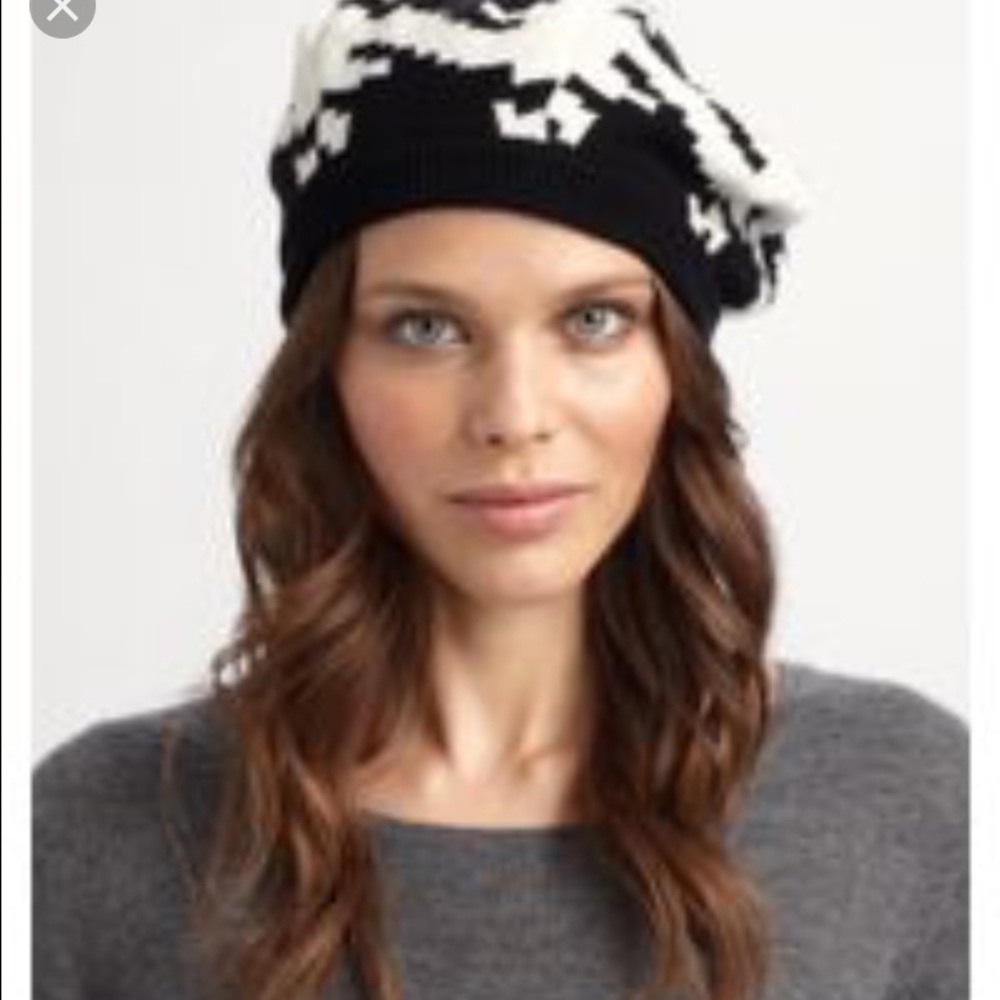 Juicy Couture Beret Black And White Houndstooth